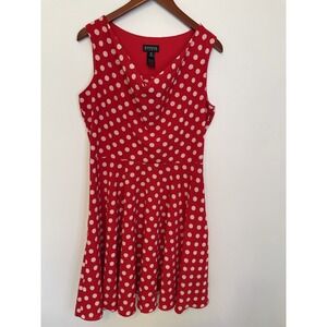 Polka Dot Dress Enfocus Studio Women's Fit & Flare Cowl‎ Neck Sleeveless Red, 14